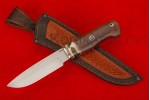 Нож Турист (сталь М 398 Bohler, мамонт, нейзильбер, стабилизированная карельская береза, мозаичный пин)